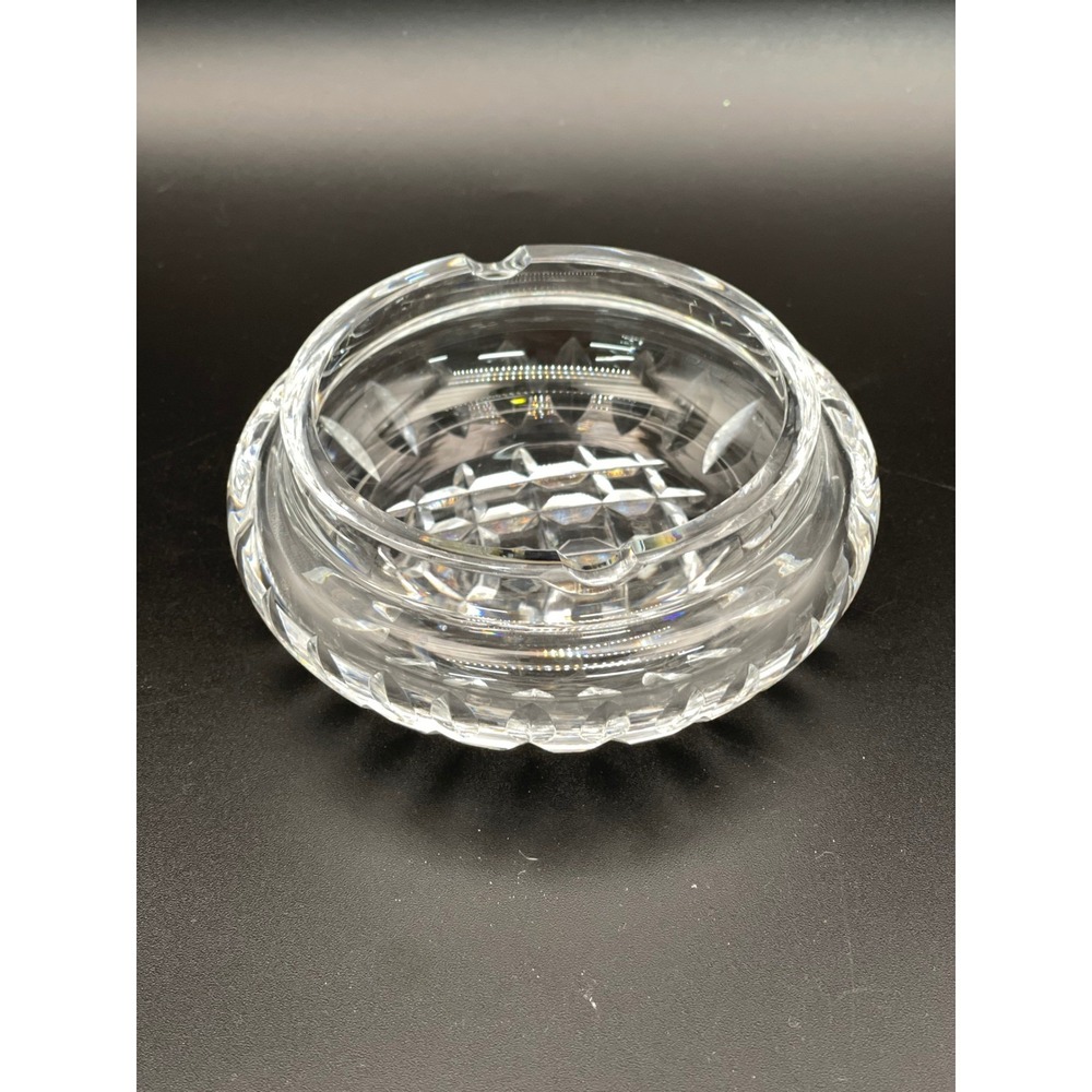 Waterford Crystal Cut Glass Round Ashtray Clear Vintage Heavy 4.5 Inch